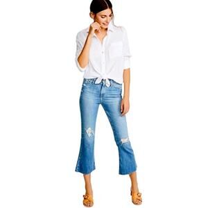 AG Distressed High Waisted Crop Flare Jeans, Urban, Streetwear, Punk, 27R